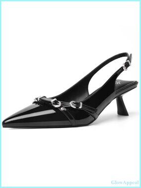 Patent Leather Kitten Heel Slingback Pumps